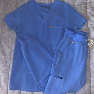 Figs Ceil Blue Scrub Set